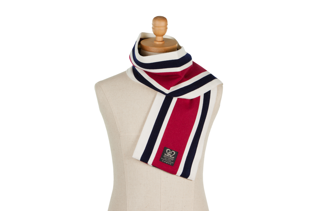 Navy, Magenta & White College Scarf